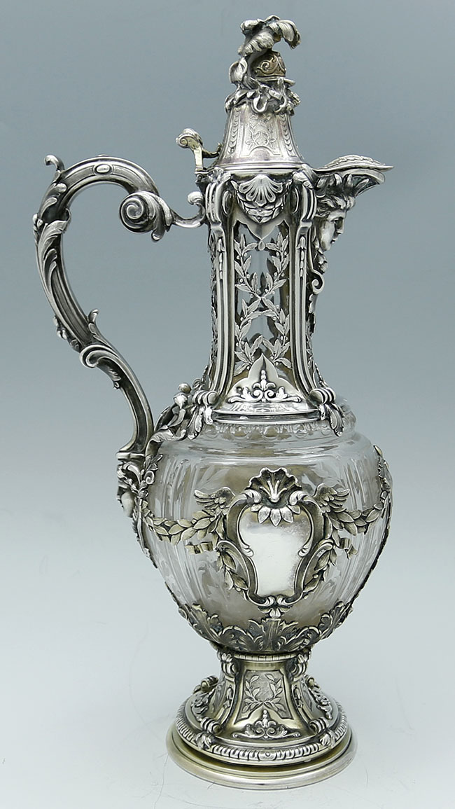 French Antique Silverf Wine Jug Claret